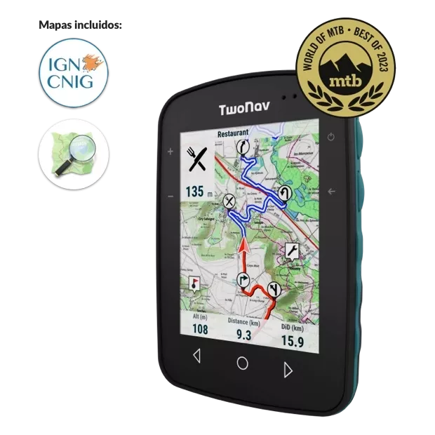 GPS Terra. Salidas de corta duración. GPS con pantalla muy amplia. Botones físico y táctiles. Su fijación también permite usarlo en bicicletas
