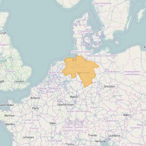 Allemagne Topo Zones Lower Saxony + Bremen