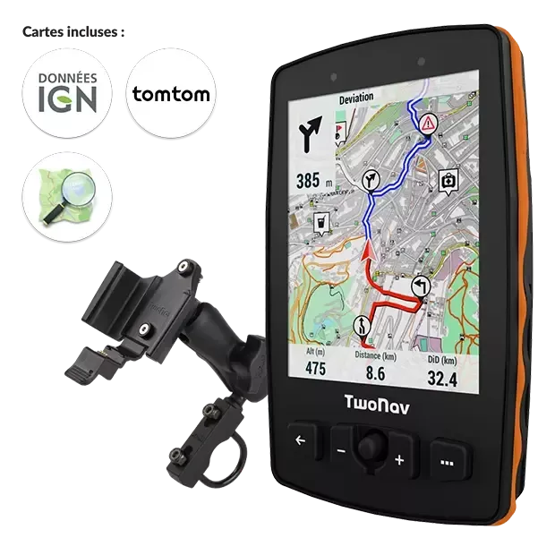 GPS Aventura 2 Plus Motor. Le GPS pour les sports mécaniques. Compatible avec Voiture, 4X4, Quad et Moteur. GPS avec écran très large. Boutons physiques et tactiles