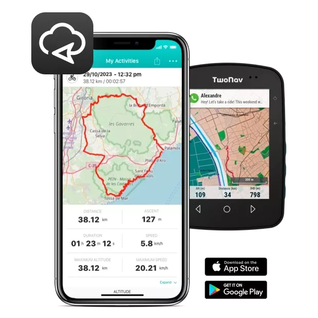 GPS Terra. Sorties et aventures à court terme. Dispositif GPS avec écran très large et agile. Boutons physiques et tactiles. Sa fixation permet également d'être utilisé sur les vélos