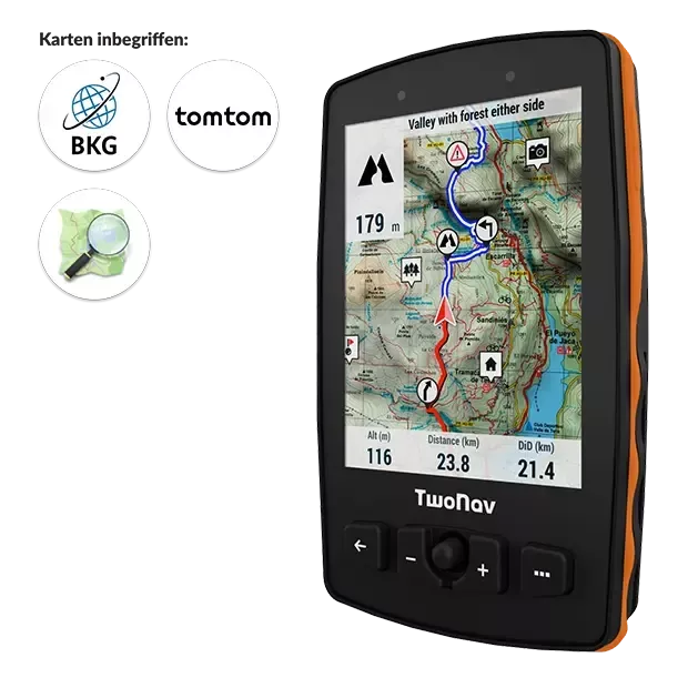 GPS Aventura 2 Plus. Das GPS für die extremsten Sportarten wie Wandern und Bergsteigen. GPS mit sehr großem Bildschirm. Physische und taktile Tasten
