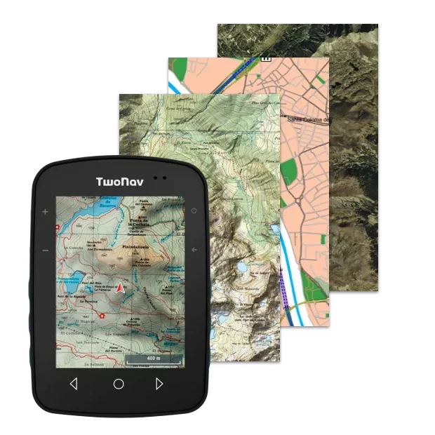 GPS Terra. Für kurze Touren. GPS mit sehr großem Bildschirm. Physische und taktile Tasten. Seine Halterung ermöglicht auch den Einsatz auf dem Bike