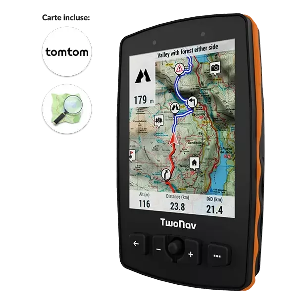 GPS Aventura 2 Plus. Il GPS per gli sport più estremi come l'escursionismo e l'alpinismo. GPS con schermo molto ampio. Pulsanti fisici e tattili