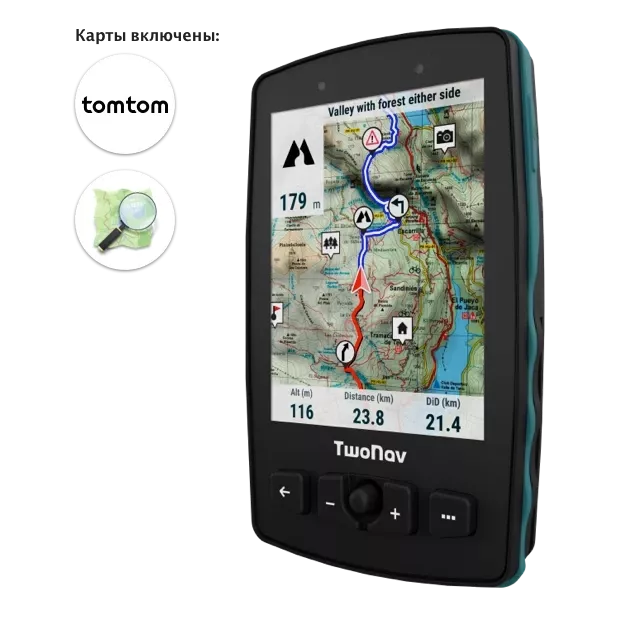 GPS Aventura 2 Plus. GPS для самых экстремальных видов спорта, таких как походы и альпинизм. GPS с очень широким экраном. Физические и тактильные кнопки