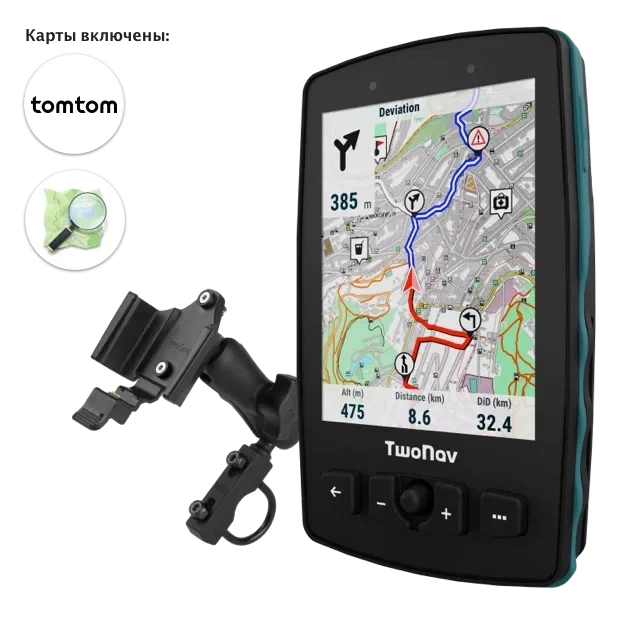 GPS Aventura 2 Plus Motor. GPS для автоспорта. Совместимость с автомобилями, 4X4, Quad и Motor. GPS с очень широким экраном. Физические и тактильные кнопки